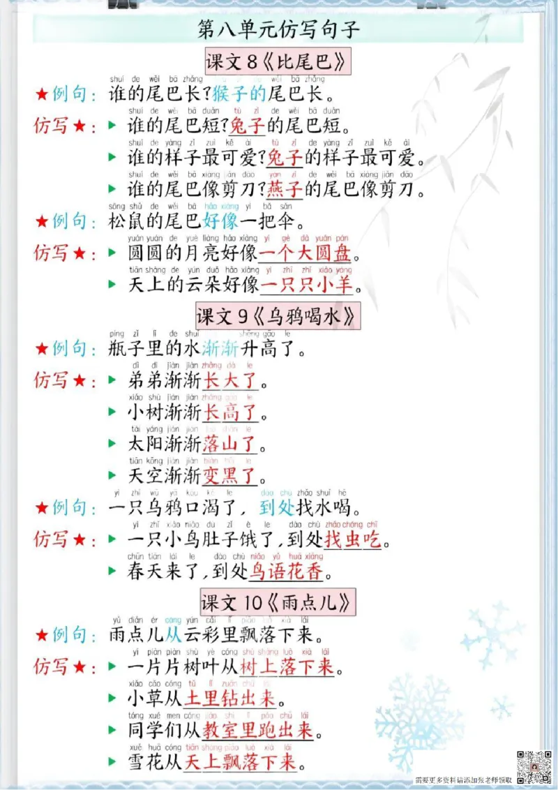 一年级上册语文全册仿写句子(4)_一年级上下册资料_一年级上册小红书同款资料_一年级上册资料