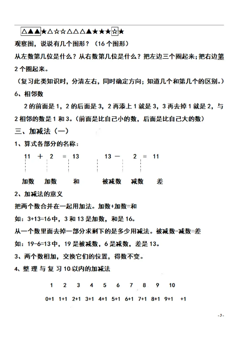 一（上）数学期末复习知识点和练习_一年级上下册资料_小学一年级学习资料-25年更新版_1-03、小学一年级数学上册_通用_精品专项练习（通用版）
