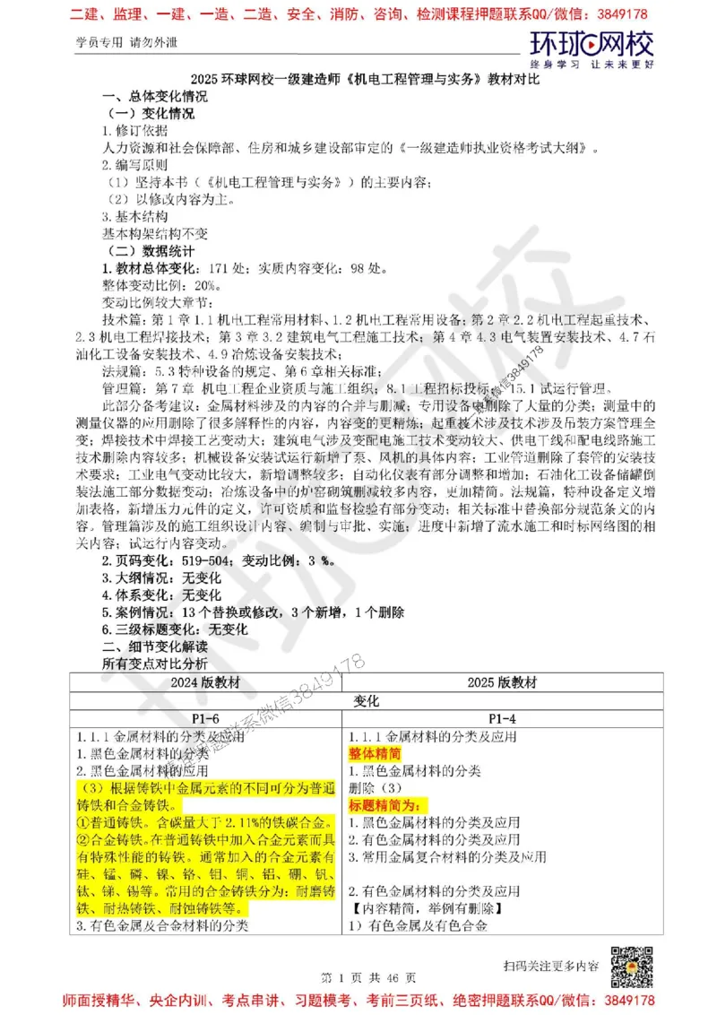 2025环球网校一级建造师《机电工程管理与实务》教材对比_2026年一级建造师_2026年一建机电_2025年一建机电SVIP