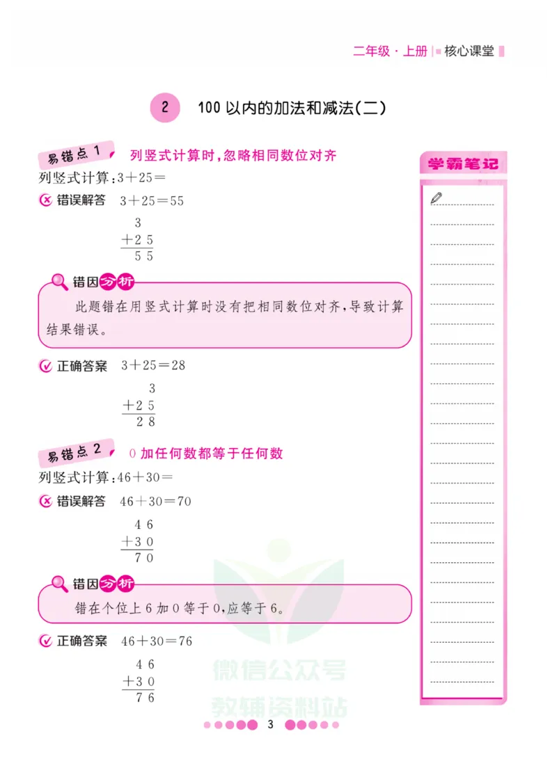 二年级上册数学人教版易错清单_二年级上下册资料_小学二年级学习资料-25年更新版_2-03、小学二年级数学上册_2-3-1、复习、知识点、归纳汇总_人教版