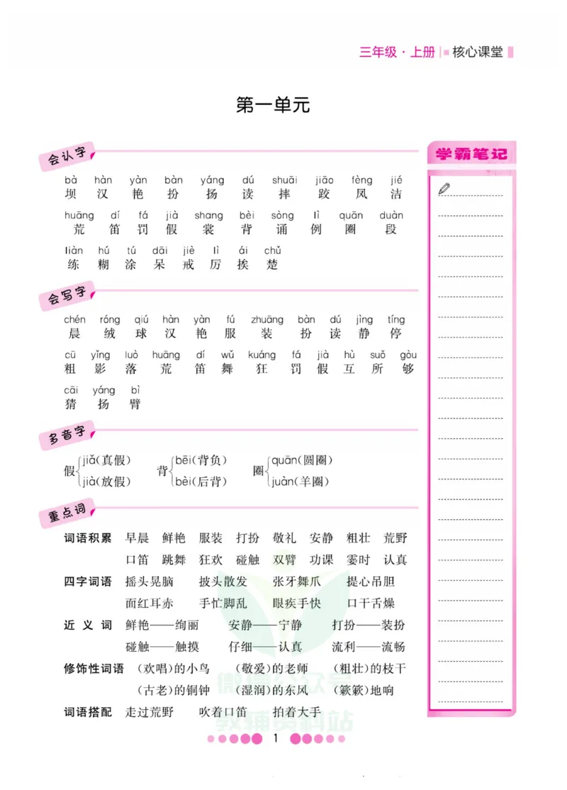 三年级上册语文部编版考点过关_三年级上下册资料_三年级上语数英上下册学习资料_3-8-1、小学三年级语文上册_统编、部编、人教（语文全国统一只有一个版）_6、专项练习