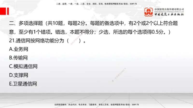 2025一建《通信》考前小灶直播课（卷三）1_2026年一级建造师_2026年一建通信_2025年一建通信SVIP_04-冲刺串讲✿考点强化✿小灶集训_20-通信《考前小灶直播》杨鹏JGS_讲义