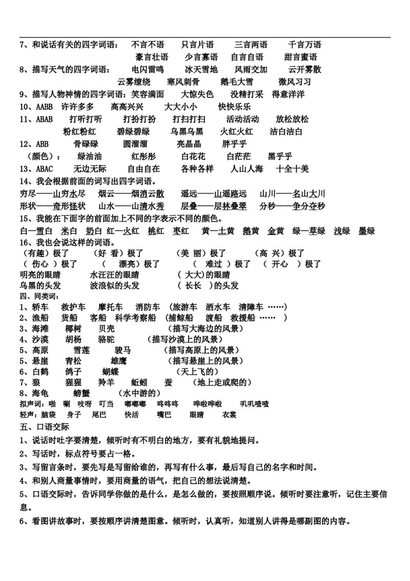 二年级上册语文全册复习资料归纳_二年级上下册资料_小学二年级学习资料-25年更新版_2-01、小学二年级语文上册_2-1-1、复习、知识点、归纳汇总