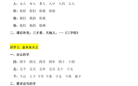 一（上）语文1-3单元（每课）知识要点_一年级上下册资料_小学一年级学习资料-25年更新版_1-01、小学一年级语文上册_01、知识汇总_语文一（上）重点文件总汇