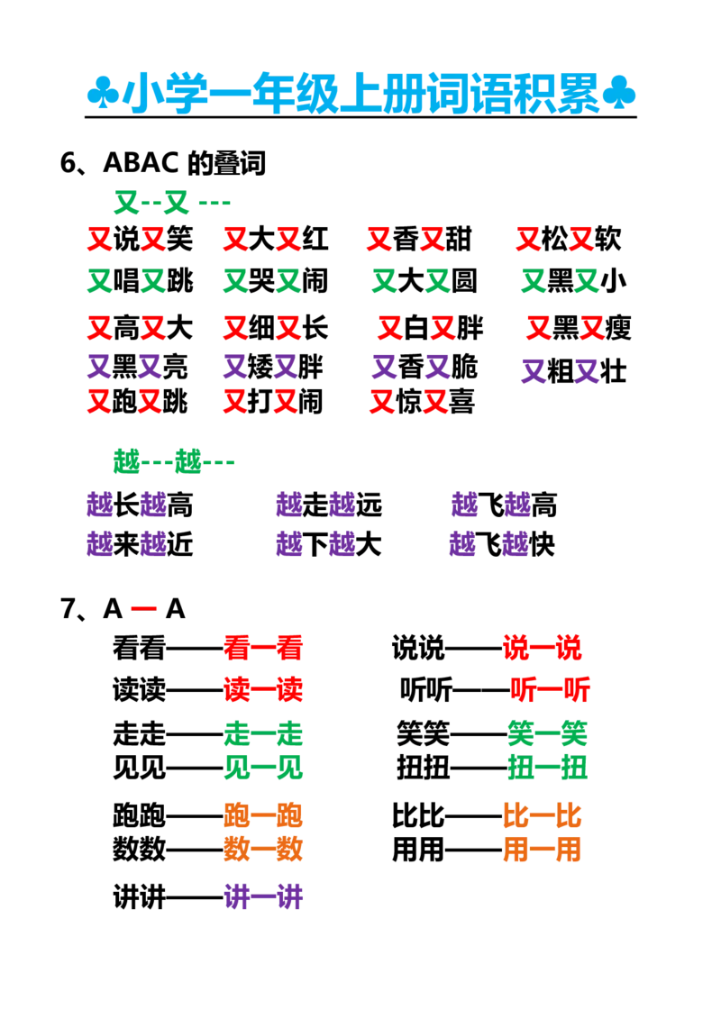 一年级上册词语积累_一年级上下册资料_小学一年级学习资料-25年更新版_1-01、小学一年级语文上册_01、知识汇总