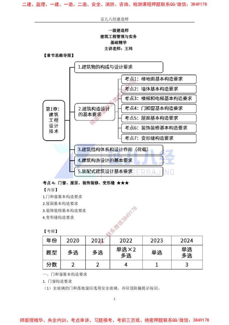 05.一建建筑基础精学-06-建筑构造设计的基本要求2（门窗、屋面、装饰装修、变形缝）_2026年一级建造师_2026年一建建筑_2025年一建建筑SVIP_02-基础精讲✿高端面授✿深度强化