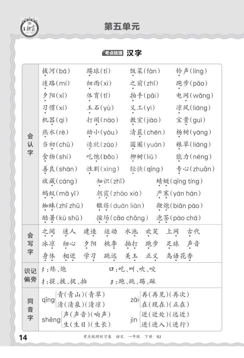 一（下）王朝霞梳理手册电子版汉字句子词语课文内容与积累运用_一年级上下册资料_小学一年级学习资料-25年更新版_1-02、小学一年级语文下册_3-6-2-1、复习、知识点、归纳汇总