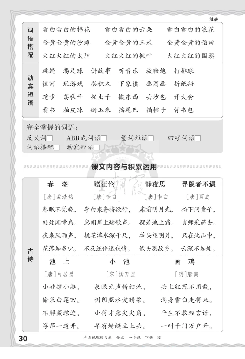 一（下）王朝霞梳理手册电子版汉字句子词语课文内容与积累运用_一年级上下册资料_小学一年级学习资料-25年更新版_1-02、小学一年级语文下册_3-6-2-1、复习、知识点、归纳汇总