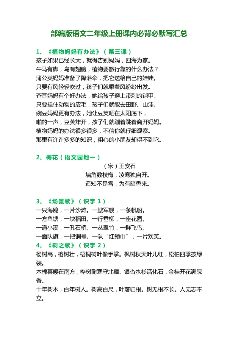 二（上）语文必背课文内容、古诗、日积月累_二年级上下册资料_小学二年级学习资料-25年更新版_2-01、小学二年级语文上册_2-1-1、复习、知识点、归纳汇总_语文二（上）重点资料总汇