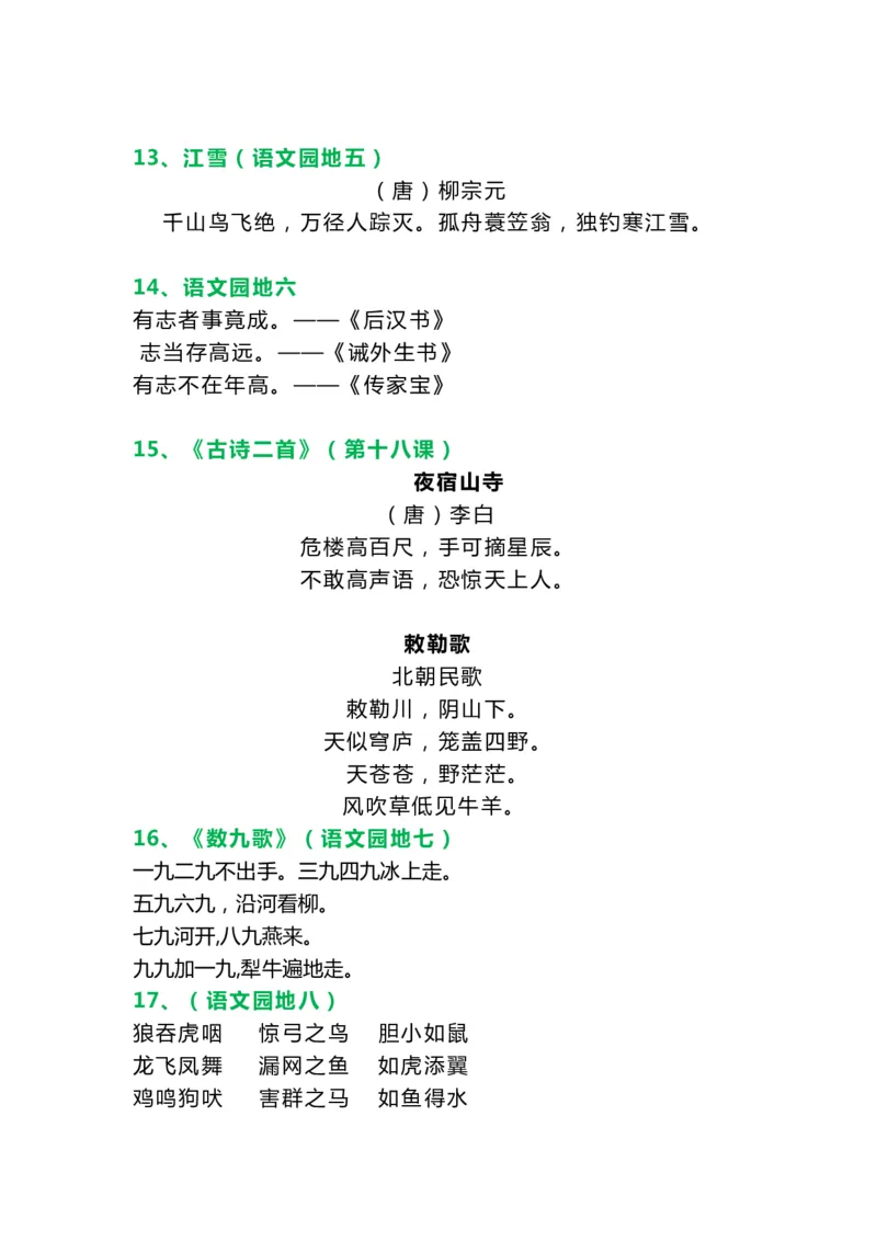 二（上）语文必背课文内容、古诗、日积月累_二年级上下册资料_小学二年级学习资料-25年更新版_2-01、小学二年级语文上册_2-1-1、复习、知识点、归纳汇总_语文二（上）重点资料总汇