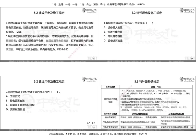 05.选择题考点总结_2026年一级建造师_2026年一建机电_2025年一建机电SVIP_05-考前密训✿央企特训✿机构普押_16-机电《超押AB卷》ZJ_课程讲义