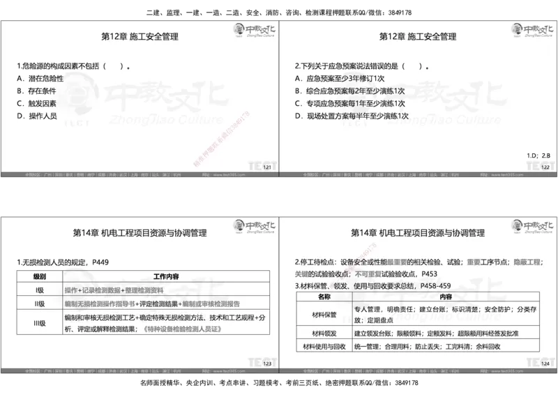 05.选择题考点总结_2026年一级建造师_2026年一建机电_2025年一建机电SVIP_05-考前密训✿央企特训✿机构普押_16-机电《超押AB卷》ZJ_课程讲义