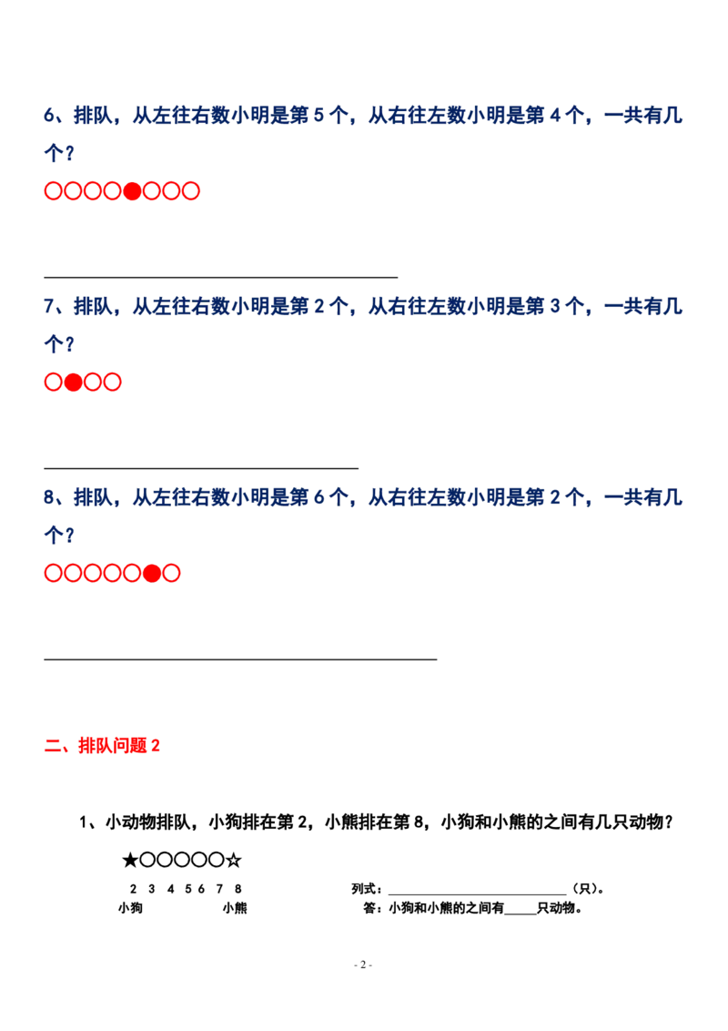 一年级数学上册-排队问题期末考点复习_一年级上下册资料_小学一年级学习资料-25年更新版_1-03、小学一年级数学上册_通用_知识点