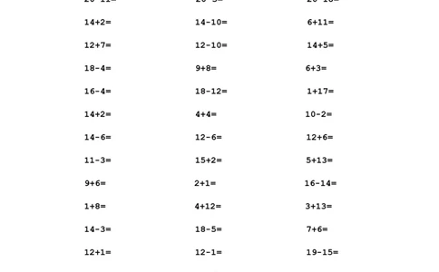 一年级数学20以内口算1000道(1)_一年级上下册资料_小学一年级学习资料-25年更新版_1-03、小学一年级数学上册_通用_知识点_口算加减计算复习资料