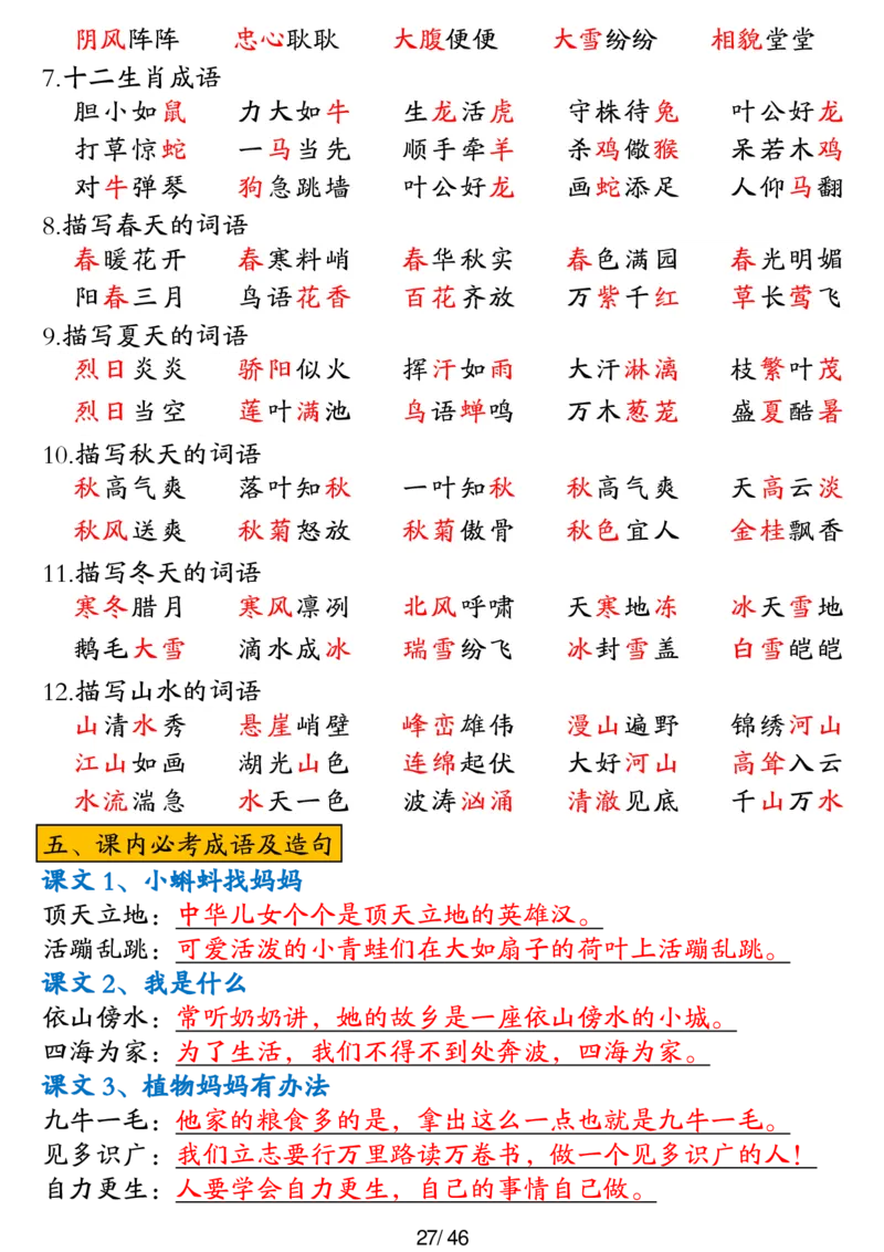 二年级上册语文高频考点汇总_二年级上下册资料_二年级下册小红书同款资料_二下语文