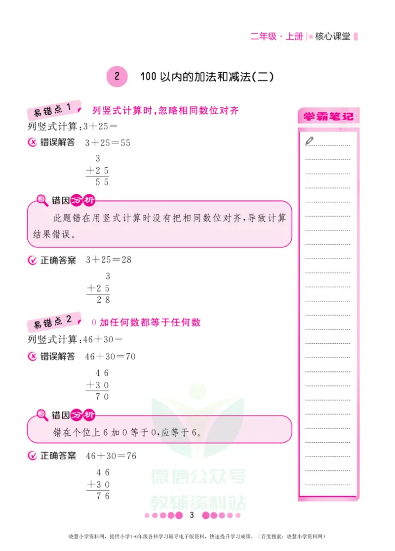 二年级上册数学人教版易错清单_二年级上下册资料_二年级语数英上下册学习资料_3-7-3、小学二年级数学上册_人教版_1、知识点总结