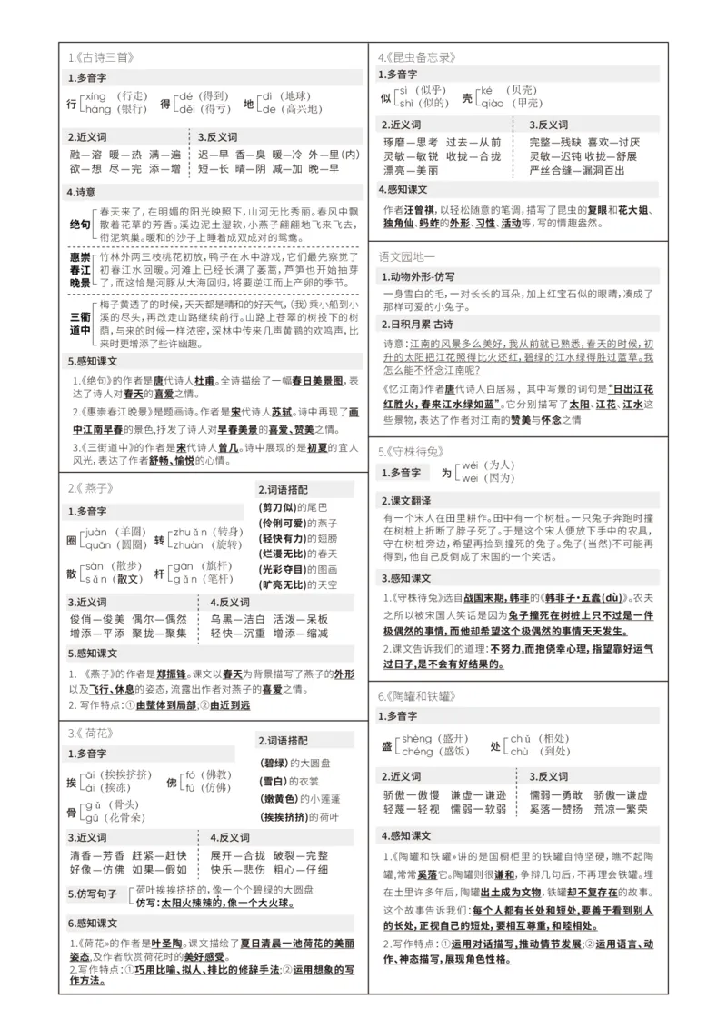 三年级下册每课重点贴贴纸(1)_三年级上下册资料_小学三年级学习资料-25年更新版_3-02、小学三年级语文下册_3-2-1、学习资料、复习、知识点、归纳汇总_语文知识点（每课总结）