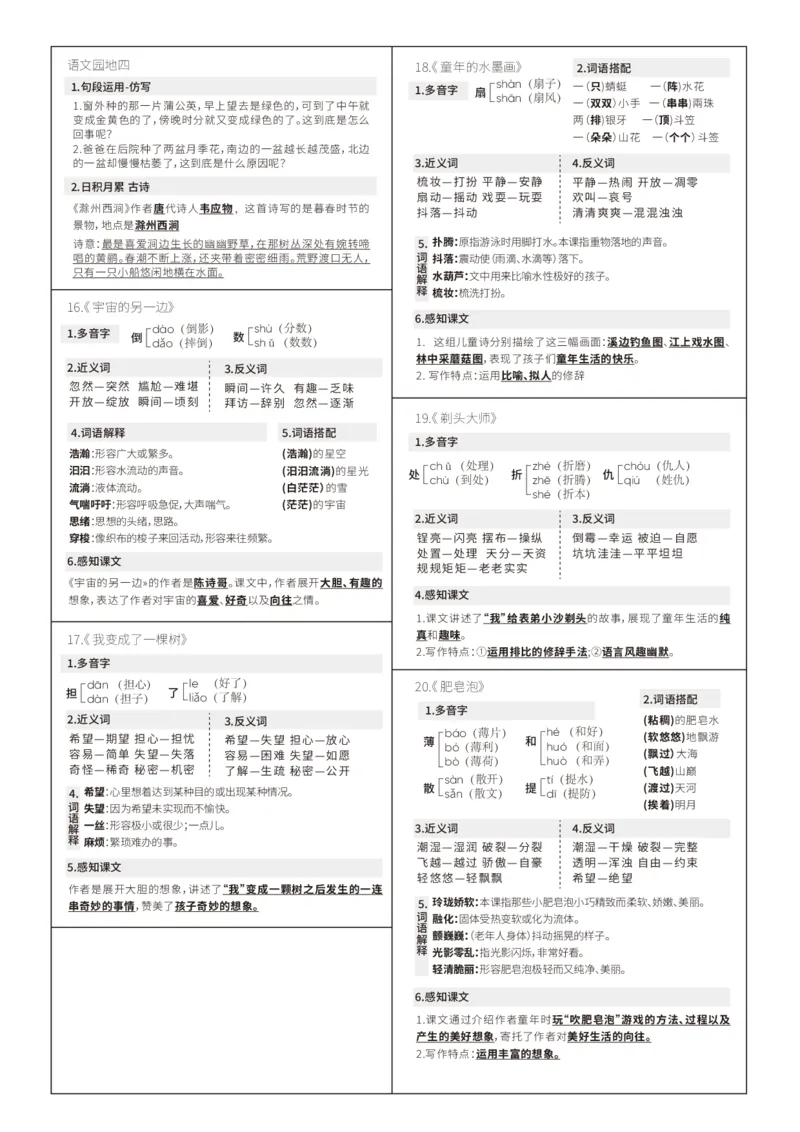 三年级下册每课重点贴贴纸(1)_三年级上下册资料_小学三年级学习资料-25年更新版_3-02、小学三年级语文下册_3-2-1、学习资料、复习、知识点、归纳汇总_语文知识点（每课总结）