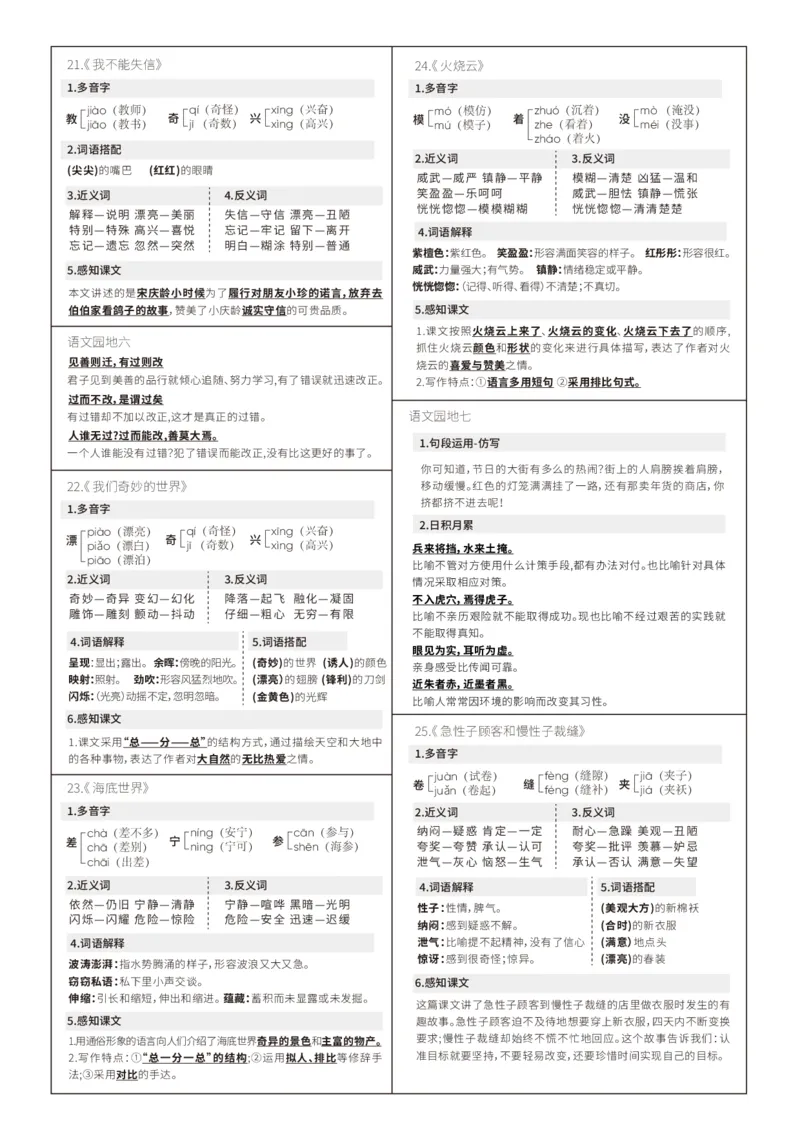 三年级下册每课重点贴贴纸(1)_三年级上下册资料_小学三年级学习资料-25年更新版_3-02、小学三年级语文下册_3-2-1、学习资料、复习、知识点、归纳汇总_语文知识点（每课总结）