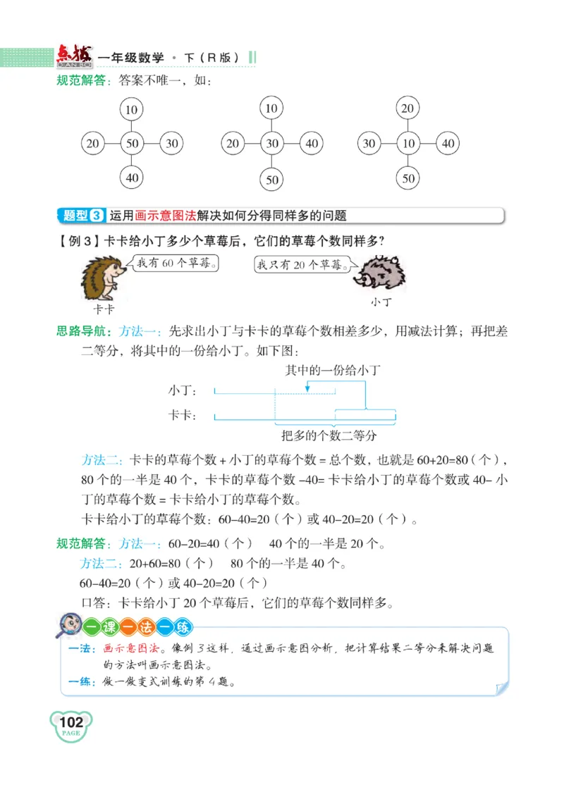《点拨》知识方法素养-数学1年级下册（RJ）_一年级上下册资料_小学一年级学习资料-25年更新版_1-04、小学一年级数学下册_1-4-2、练习题、作业、试题、试卷_人教版_电子册