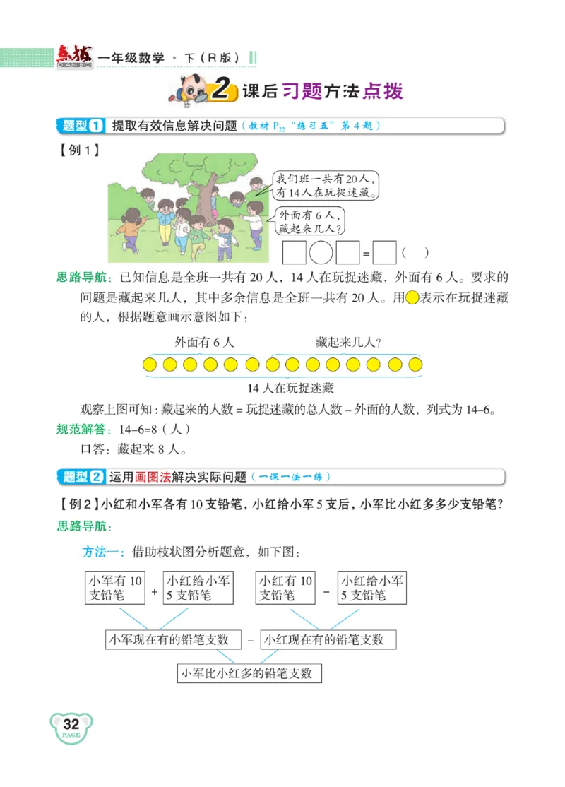 《点拨》知识方法素养-数学1年级下册（RJ）_一年级上下册资料_小学一年级学习资料-25年更新版_1-04、小学一年级数学下册_1-4-2、练习题、作业、试题、试卷_人教版_电子册