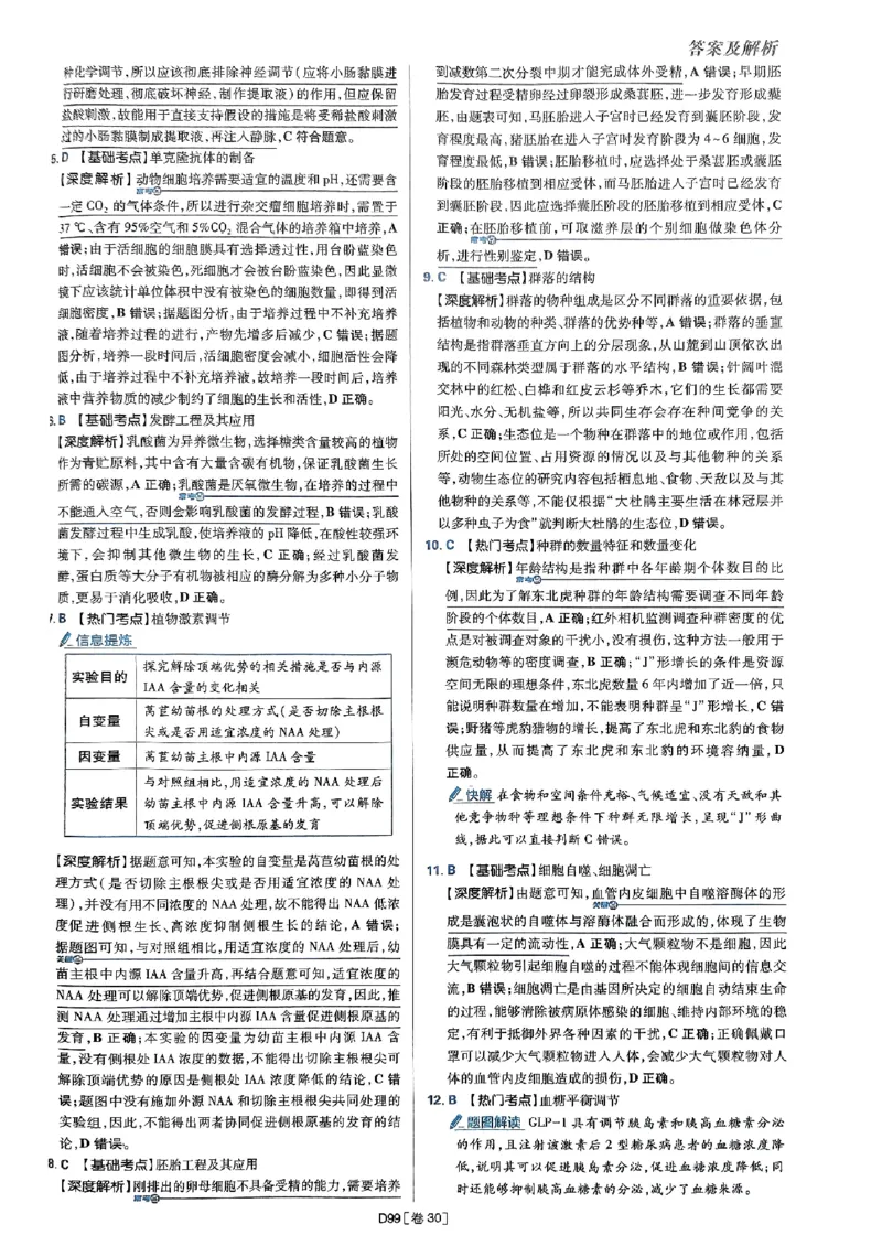 2025高考必刷卷42套生物答案解析册_2025高中教辅（后续还会更新新习题试卷）_《2025高考必刷卷》_生物