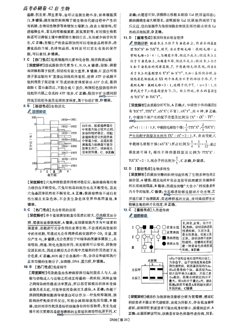 2025高考必刷卷42套生物答案解析册_2025高中教辅（后续还会更新新习题试卷）_《2025高考必刷卷》_生物