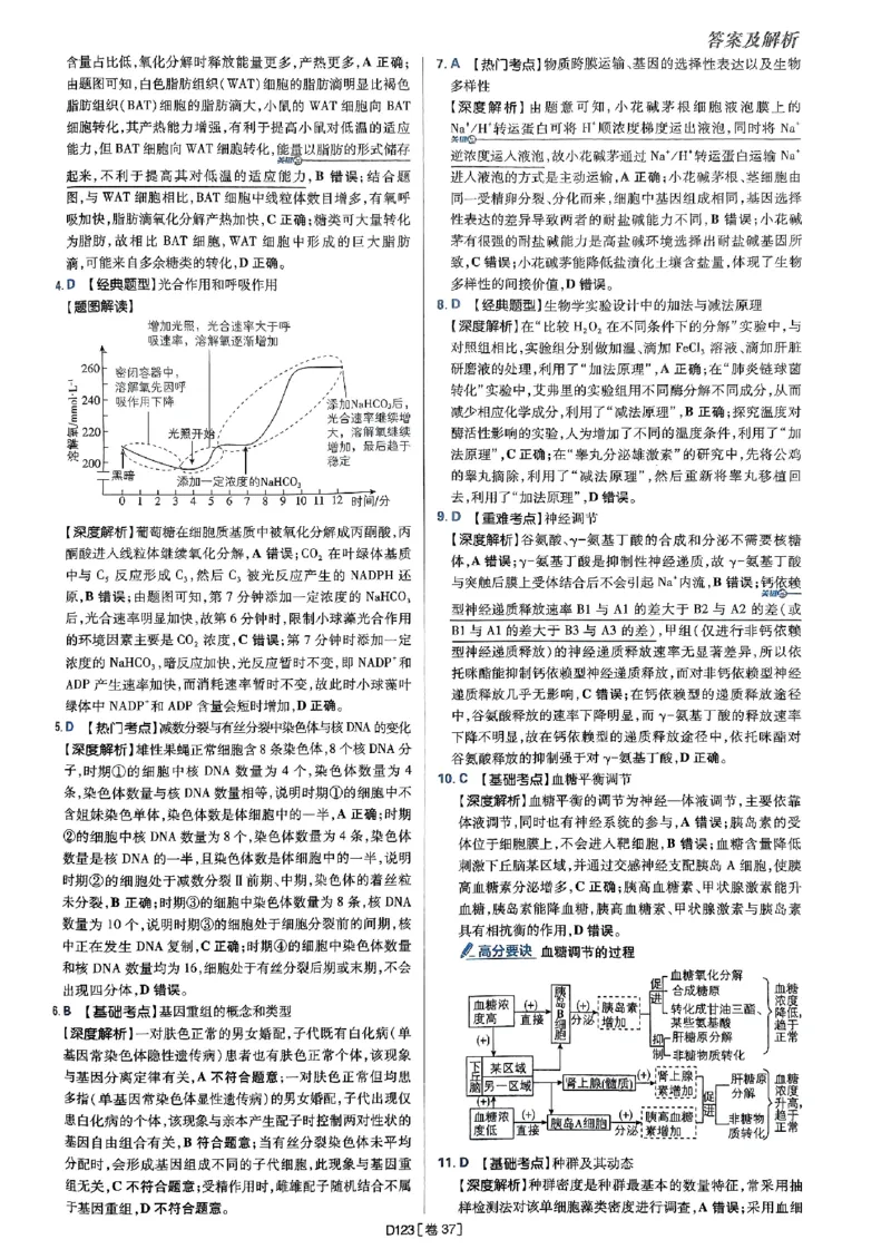 2025高考必刷卷42套生物答案解析册_2025高中教辅（后续还会更新新习题试卷）_《2025高考必刷卷》_生物