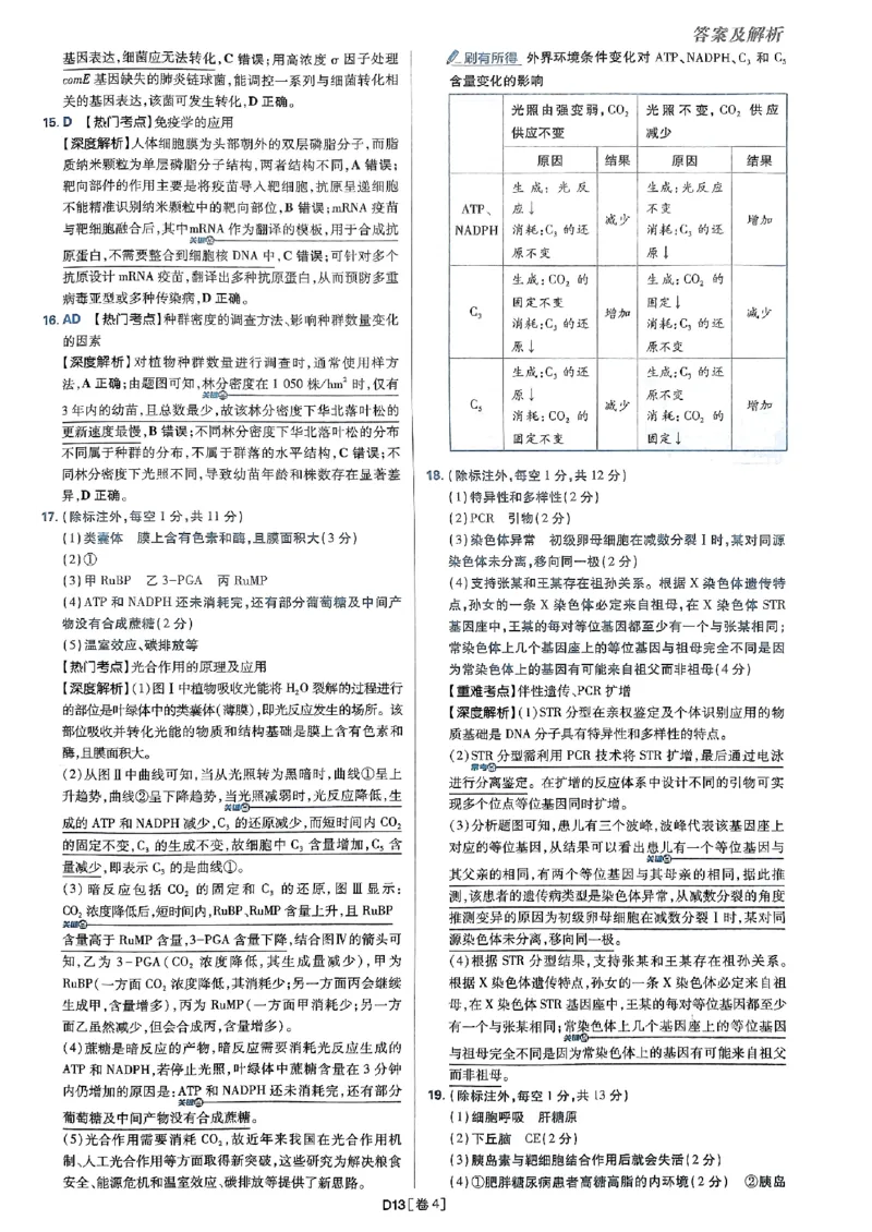 2025高考必刷卷42套生物答案解析册_2025高中教辅（后续还会更新新习题试卷）_《2025高考必刷卷》_生物