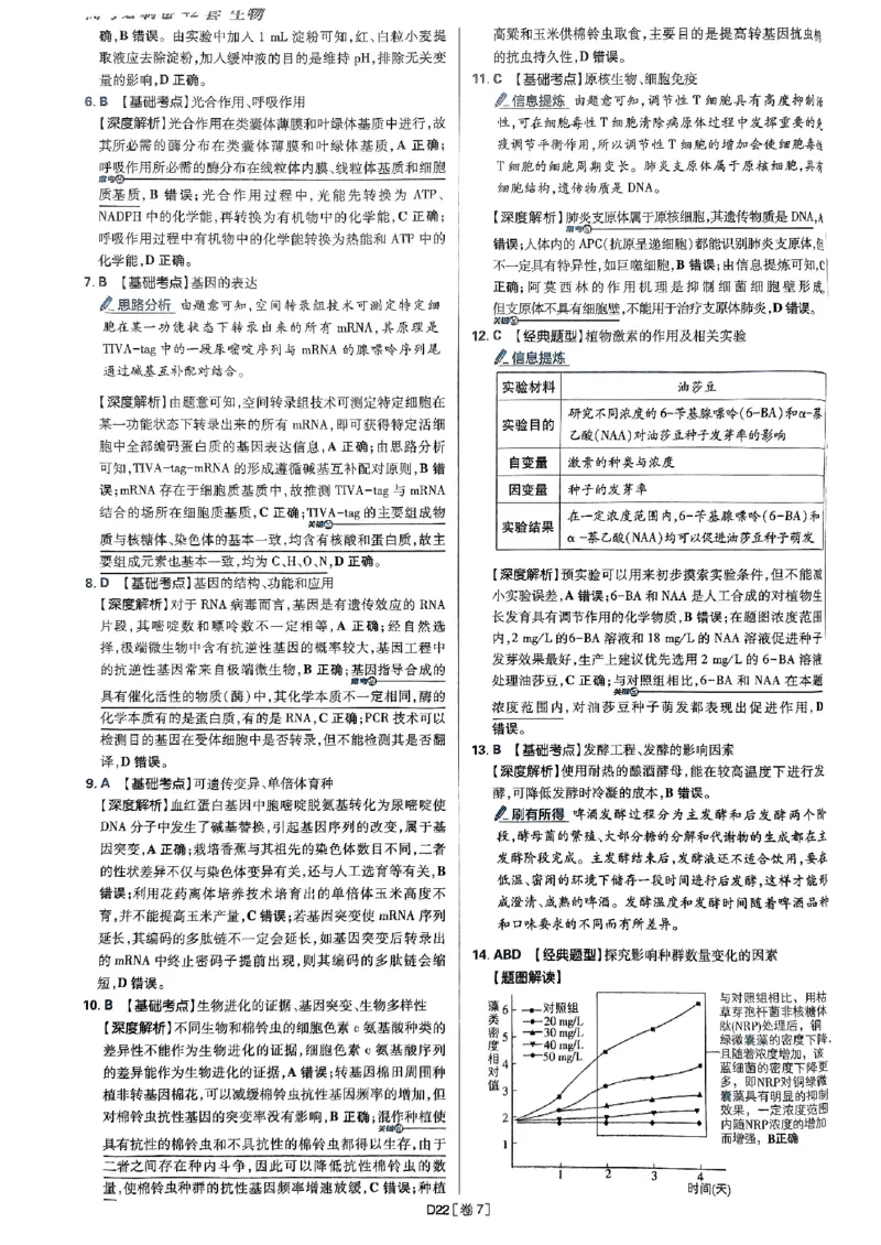 2025高考必刷卷42套生物答案解析册_2025高中教辅（后续还会更新新习题试卷）_《2025高考必刷卷》_生物