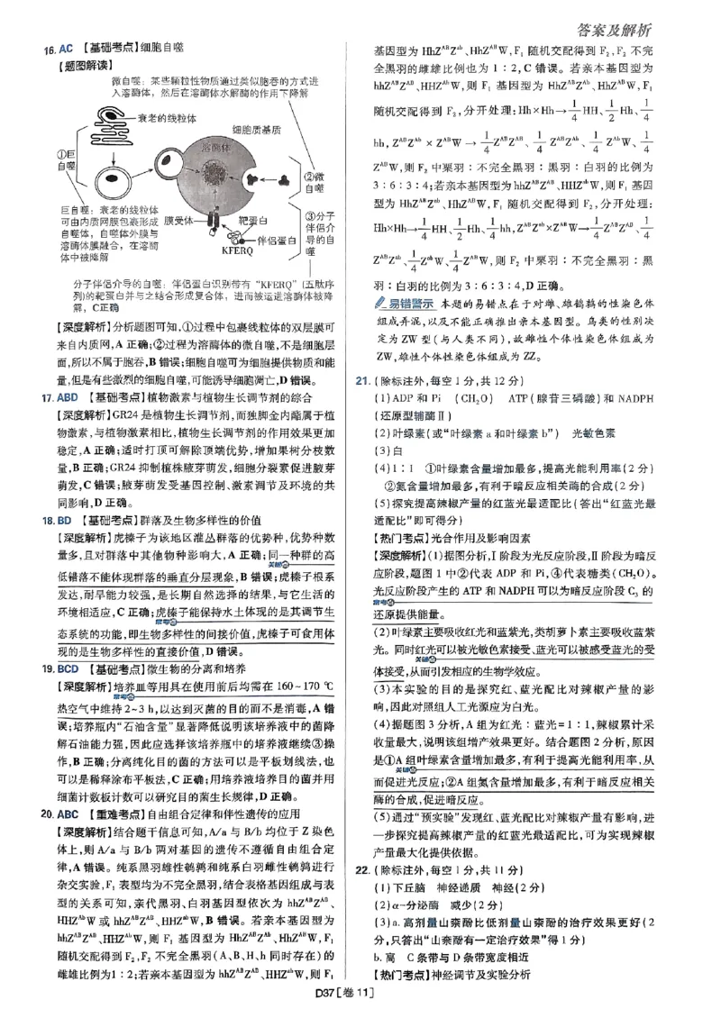 2025高考必刷卷42套生物答案解析册_2025高中教辅（后续还会更新新习题试卷）_《2025高考必刷卷》_生物