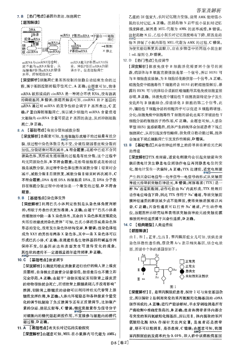 2025高考必刷卷42套生物答案解析册_2025高中教辅（后续还会更新新习题试卷）_《2025高考必刷卷》_生物