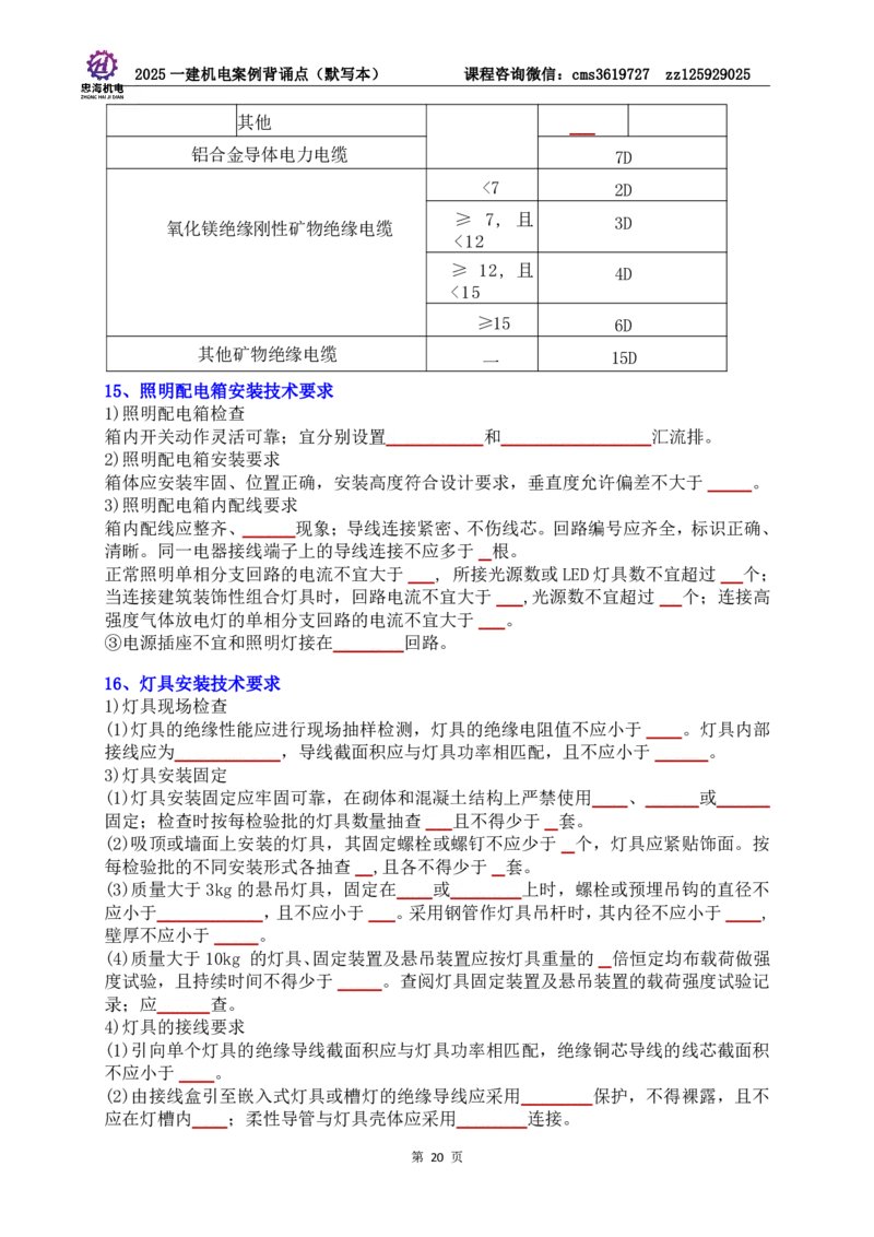 2025一建机电案例背诵点（默写版）管理+技术7.19印刷稿_2026年一级建造师_2026年一建机电_2025年一建机电SVIP_04-冲刺串讲✿考点强化✿小灶集训_32-机电《冲刺串讲班》刘忠海SMR
