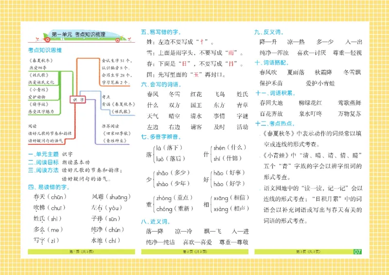 《闯关100分》一（下）语文试卷A3_一年级上下册资料_小学一年级学习资料-25年更新版_1-02、小学一年级语文下册_3-6-2-2、练习题、作业、专项、试卷_部编（人教）版_电子册类