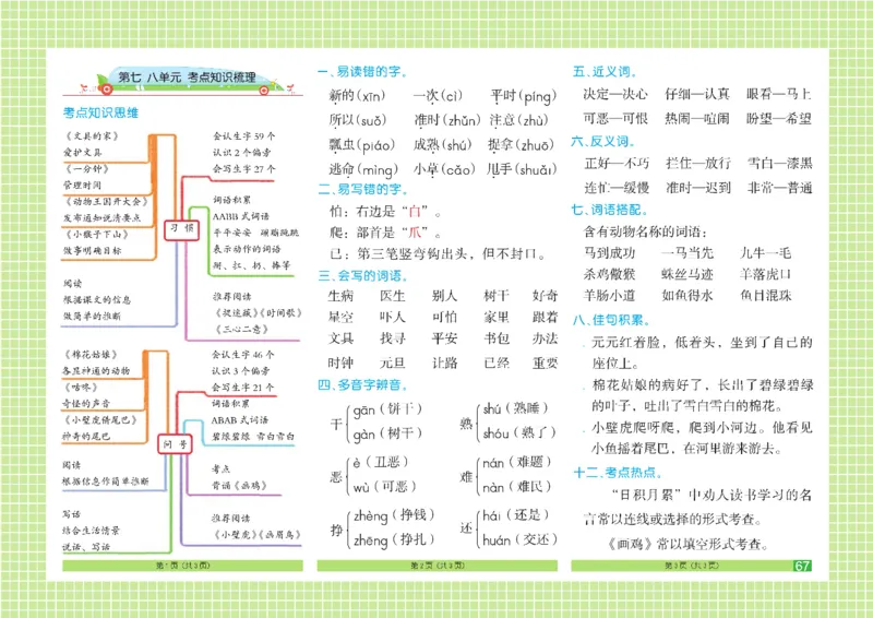 《闯关100分》一（下）语文试卷A3_一年级上下册资料_小学一年级学习资料-25年更新版_1-02、小学一年级语文下册_3-6-2-2、练习题、作业、专项、试卷_部编（人教）版_电子册类