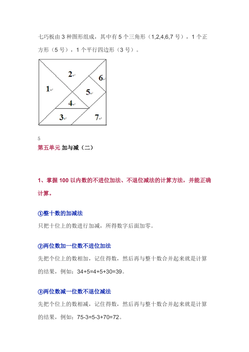 一（下）数学北师大BS版知识要点归纳_一年级上下册资料_小学一年级学习资料-25年更新版_1-04、小学一年级数学下册_1-4-1、复习、知识点、归纳汇总_北师大版