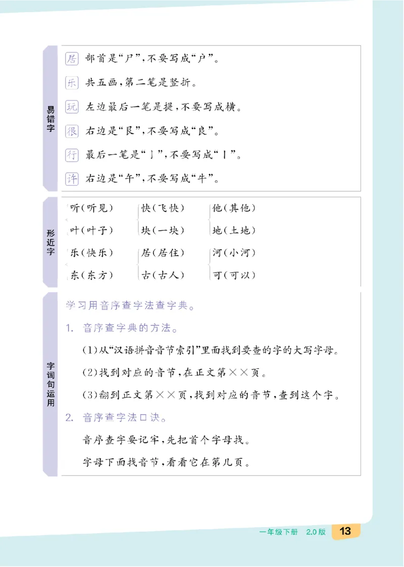 一（下）语文：全品知识梳理（单元复习版）24春版_一年级上下册资料_小学一年级学习资料-25年更新版_1-02、小学一年级语文下册_3-6-2-1、复习、知识点、归纳汇总_部编（人教）版