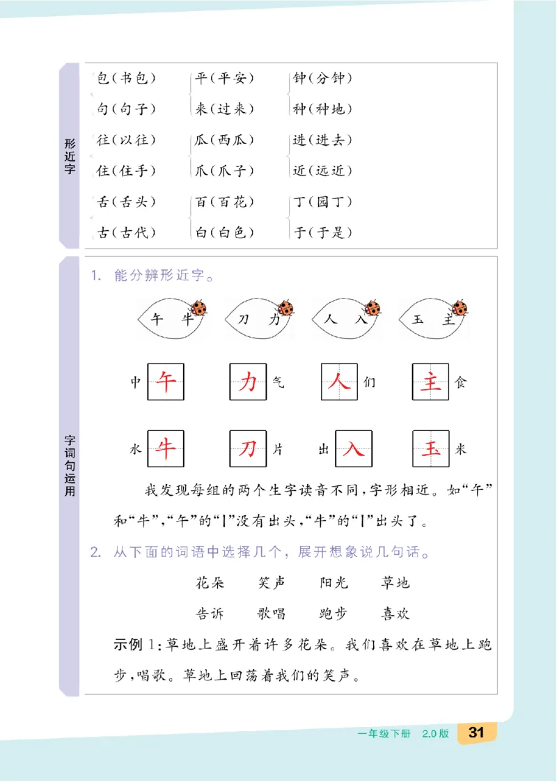 一（下）语文：全品知识梳理（单元复习版）24春版_一年级上下册资料_小学一年级学习资料-25年更新版_1-02、小学一年级语文下册_3-6-2-1、复习、知识点、归纳汇总_部编（人教）版