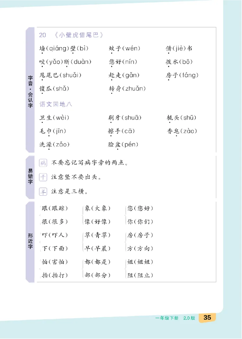 一（下）语文：全品知识梳理（单元复习版）24春版_一年级上下册资料_小学一年级学习资料-25年更新版_1-02、小学一年级语文下册_3-6-2-1、复习、知识点、归纳汇总_部编（人教）版