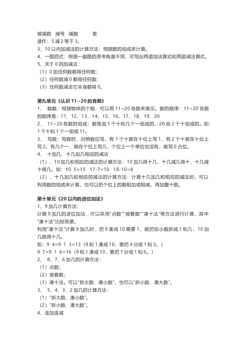 一年级上册-苏教版数学重点知识点汇总_一年级上下册资料_一年级上语数英上下册学习资料_3-6-3、小学一年级数学上册_苏教版_1、知识点总结