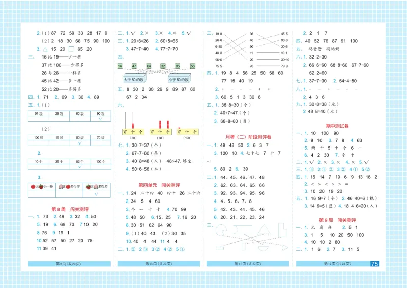 《闯关100分》数学1年级下册（RJ）_一年级上下册资料_小学一年级学习资料-25年更新版_1-04、小学一年级数学下册_1-4-2、练习题、作业、试题、试卷_人教版_电子册