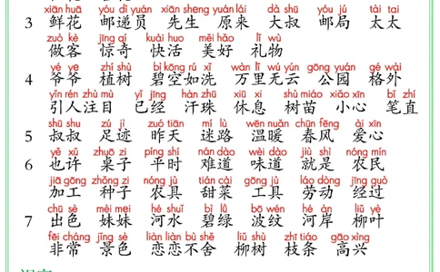 二年级下册语文词语表_二年级上下册资料_小学二年级学习资料-25年更新版_2-02、小学二年级语文下册_2-2-2、练习题、作业、试题、试卷_专项练习_语文字词成语专项（习题+总结）