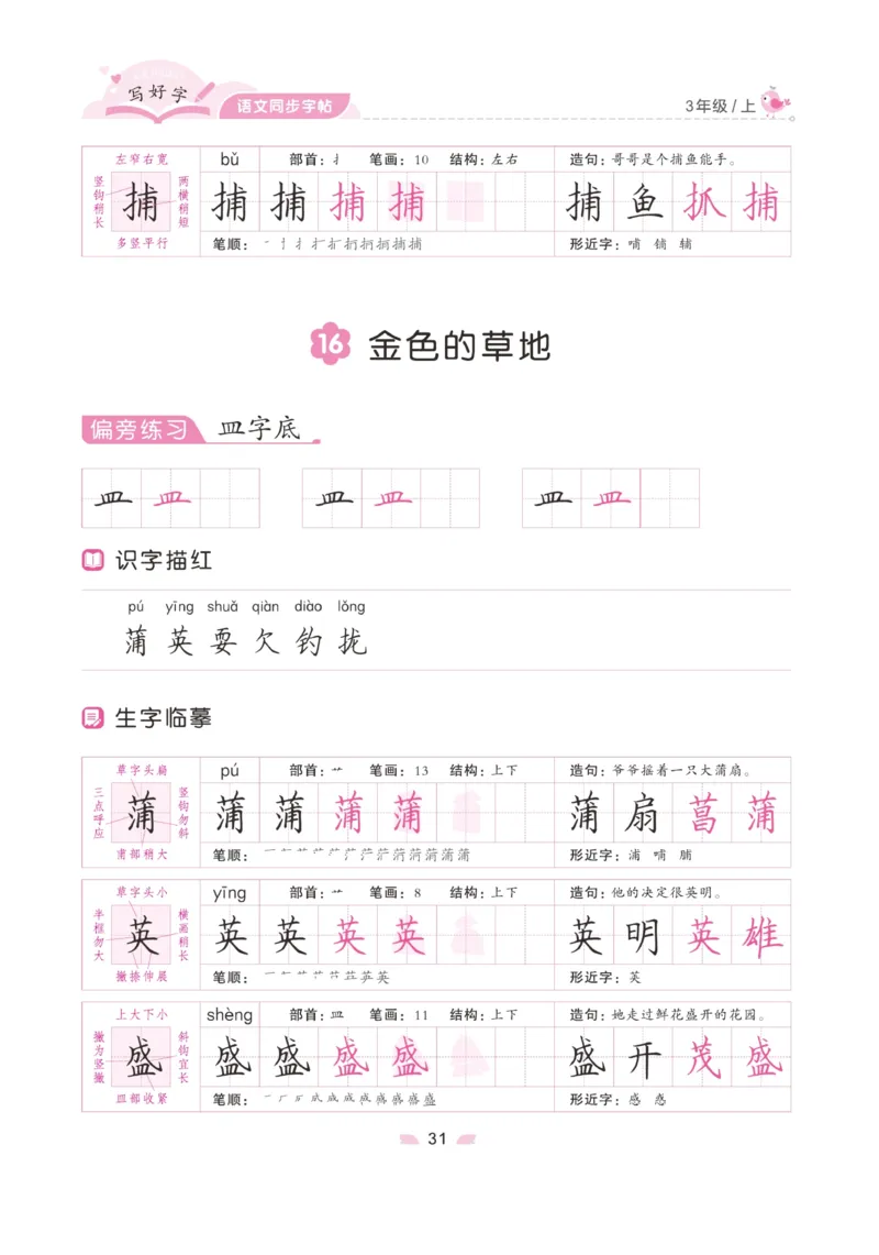 三（上）语文默写《字酷天下》写好字语文同步字帖_三年级上下册资料_小学三年级学习资料-25年更新版_3-01、小学三年级语文上册_3-1-5、字贴、书写、晨读_语文默写合集