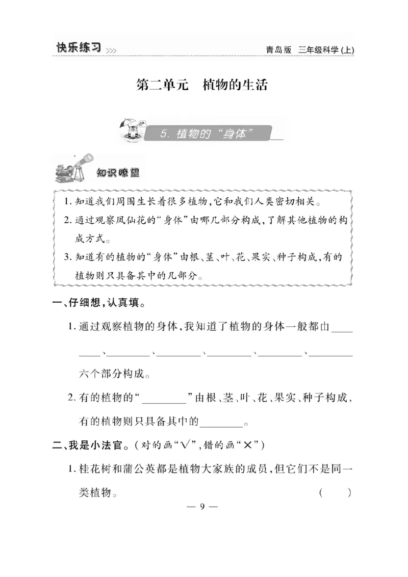 三（上）科学-青岛版快乐练习_三年级上下册资料_小学三年级学习资料-25年更新版_3-09、小学三年级科学上册_青岛版