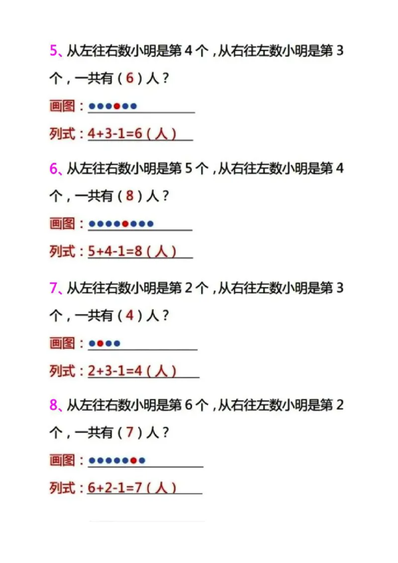 一（上）数学（排队问题)专项训练（抖音）_一年级上下册资料_小学一年级学习资料-25年更新版_1-03、小学一年级数学上册_通用_精品专项练习（通用版）