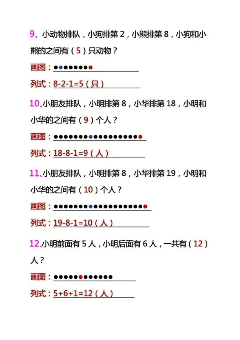 一（上）数学（排队问题)专项训练（抖音）_一年级上下册资料_小学一年级学习资料-25年更新版_1-03、小学一年级数学上册_通用_精品专项练习（通用版）