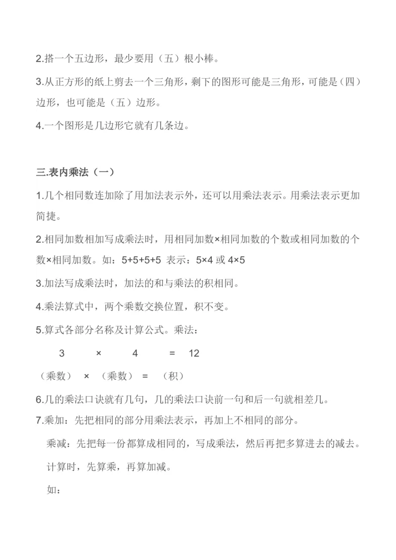 二年级上册数学苏教版知识要点汇总_二年级上下册资料_小学二年级学习资料-25年更新版_2-03、小学二年级数学上册_2-3-1、复习、知识点、归纳汇总_苏教版