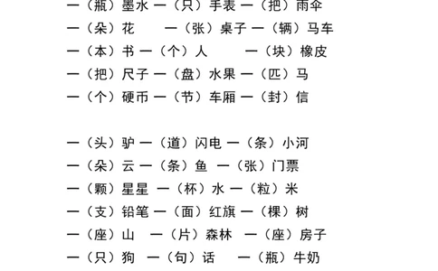 一（上）语文量词练习大全_一年级上下册资料_小学一年级学习资料-25年更新版_1-01、小学一年级语文上册_01、知识汇总_语文一（上）重点文件总汇