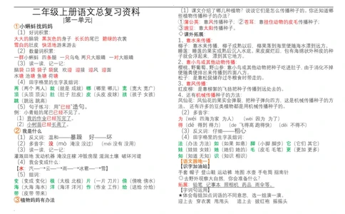 二年级上册语文总复习资料_二年级上下册资料_小学二年级学习资料-25年更新版_2-01、小学二年级语文上册_2-1-1、复习、知识点、归纳汇总