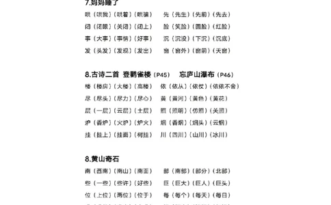 二年级上册语文生字组词表_二年级上下册资料_小学二年级学习资料-25年更新版_2-01、小学二年级语文上册_2-1-5、字贴、书写、晨读